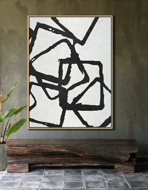 Canvas Artwork For Sale,Black And White Minimalist Painting On Canvas - Unique Canvas Art